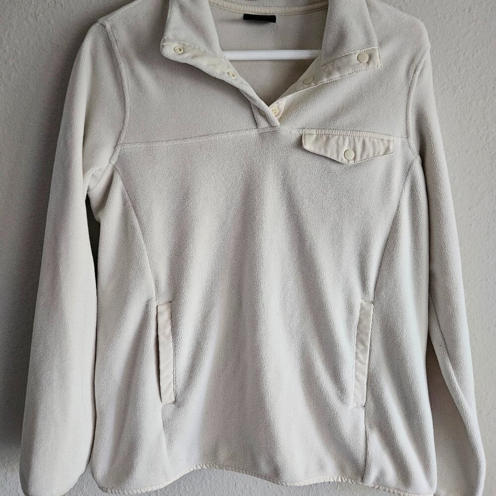 32 Degrees Heat White Cream Quarter Button Snap Fleece Pullover Women's S Small